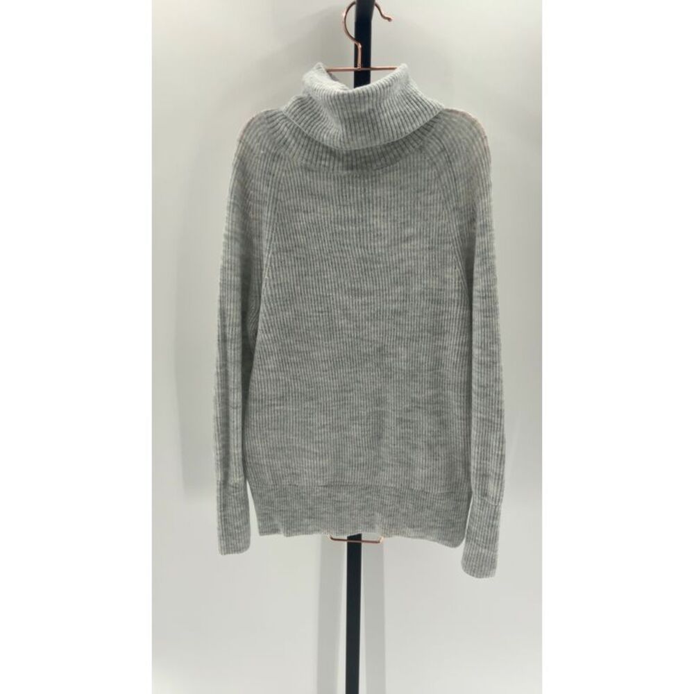Quince Light Gray Ribbed Turtleneck Sweater